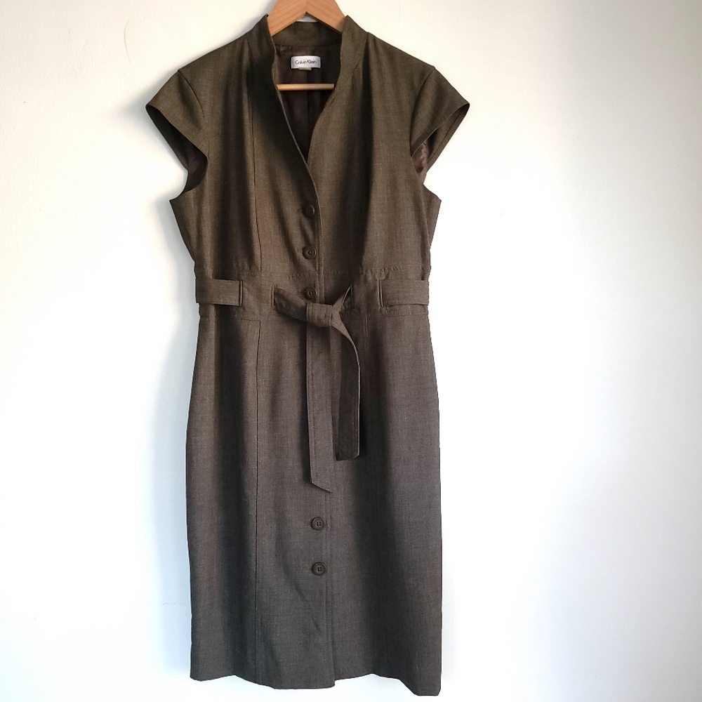 Calvin Klein belted dress gray size 10